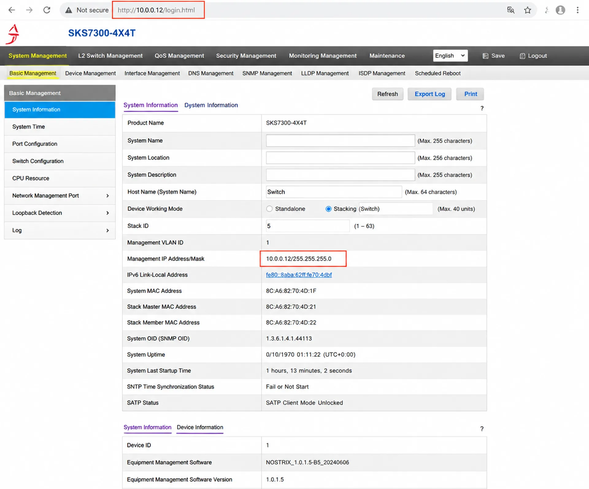 How to Change the Management IP Address of XikeStor Switches 13 Entering the new IP address in the browser to access the XikeStor switch management background.