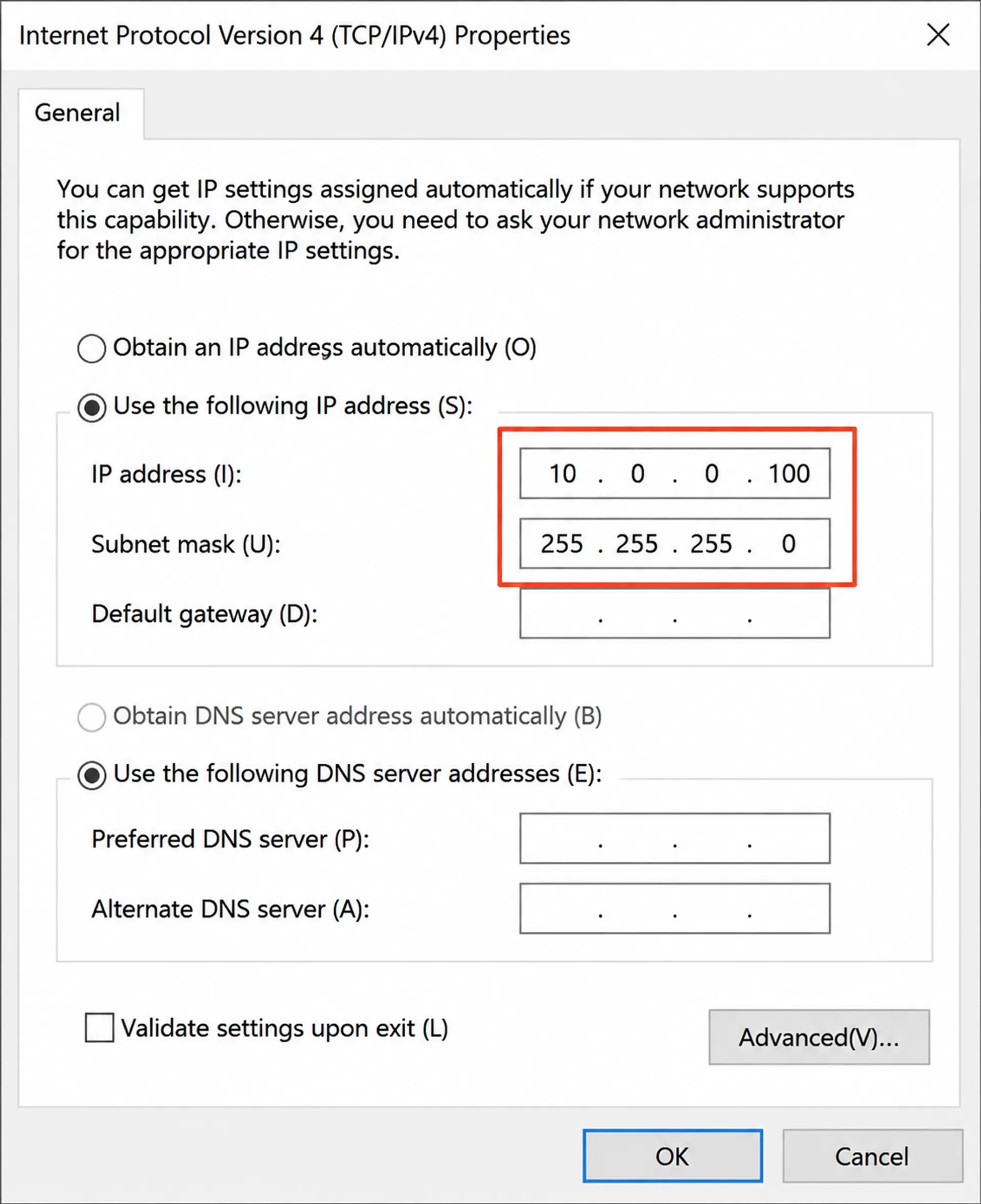 How to Change the Management IP Address of XikeStor Switches 9 Modify computer IP to the same network segment as the XikeStor switch for background login.